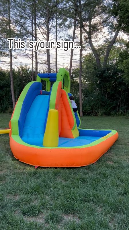 First time the snow melted this spring my son asked if we could put the slide up 😂 10/10 on the Banzai brand inflatables. Linked a few options since I can’t find this exact one  

#LTKActive #LTKVideo #LTKfamily