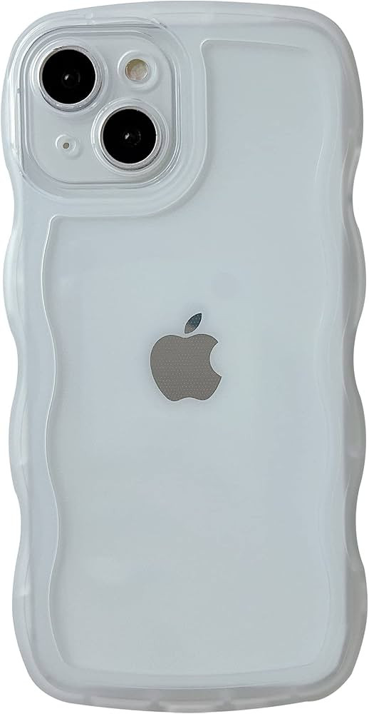 Caseative Solid Color Curly Wave Frame Clear Soft Compatible with iPhone Case (White,iPhone 13) | Amazon (US)