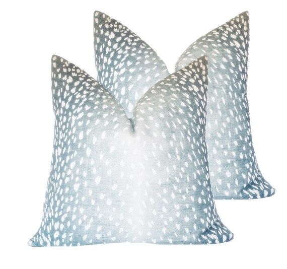 Linen Antelope Print Pillow Cover blue spotted pillow linen | Etsy | Etsy (US)