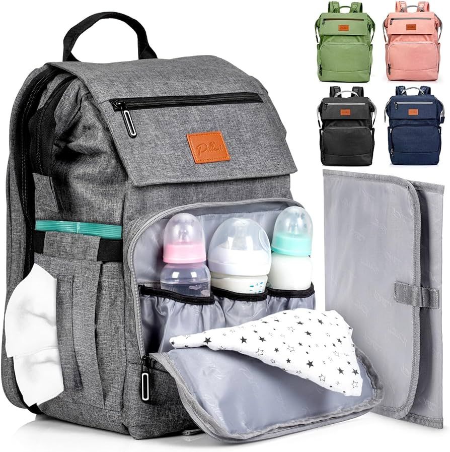 PILLANI Baby Diaper Bag Backpack - Baby Bag for Boys & Girls, Diaper Backpack - Large Travel Diaper  | Amazon (US)