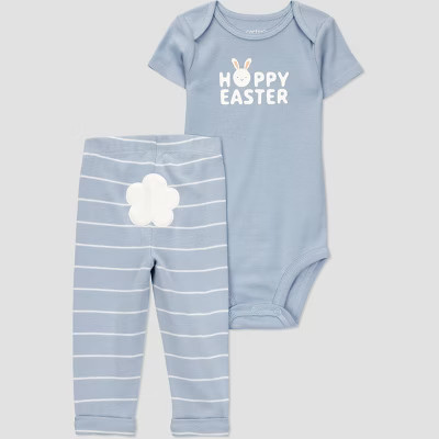 Carter's Just One You® Baby Boys' Easter Endcap Striped Top & Bottom Set - Blue 9M | Target