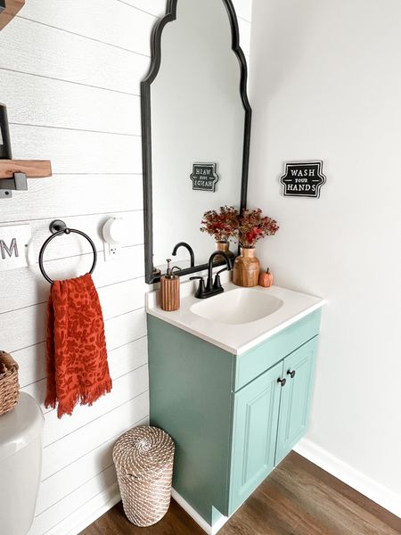 Added in some fall decor to our little farmhouse bathroom! Small touches really made a difference

Fall bathroom decor, fall decor, fall home decor, farmhouse bathroom, bathroom mirror, fall bathroom, black mirror, bathroom shelves, waste basket, rattan trashcan, farmhouse home decor, amazon bathroom decor, Amazon home decor 

#LTKSeasonal #LTKunder50 #LTKunder100 #LTKFind #LTKstyletip #LTKsalealert #LTKhome