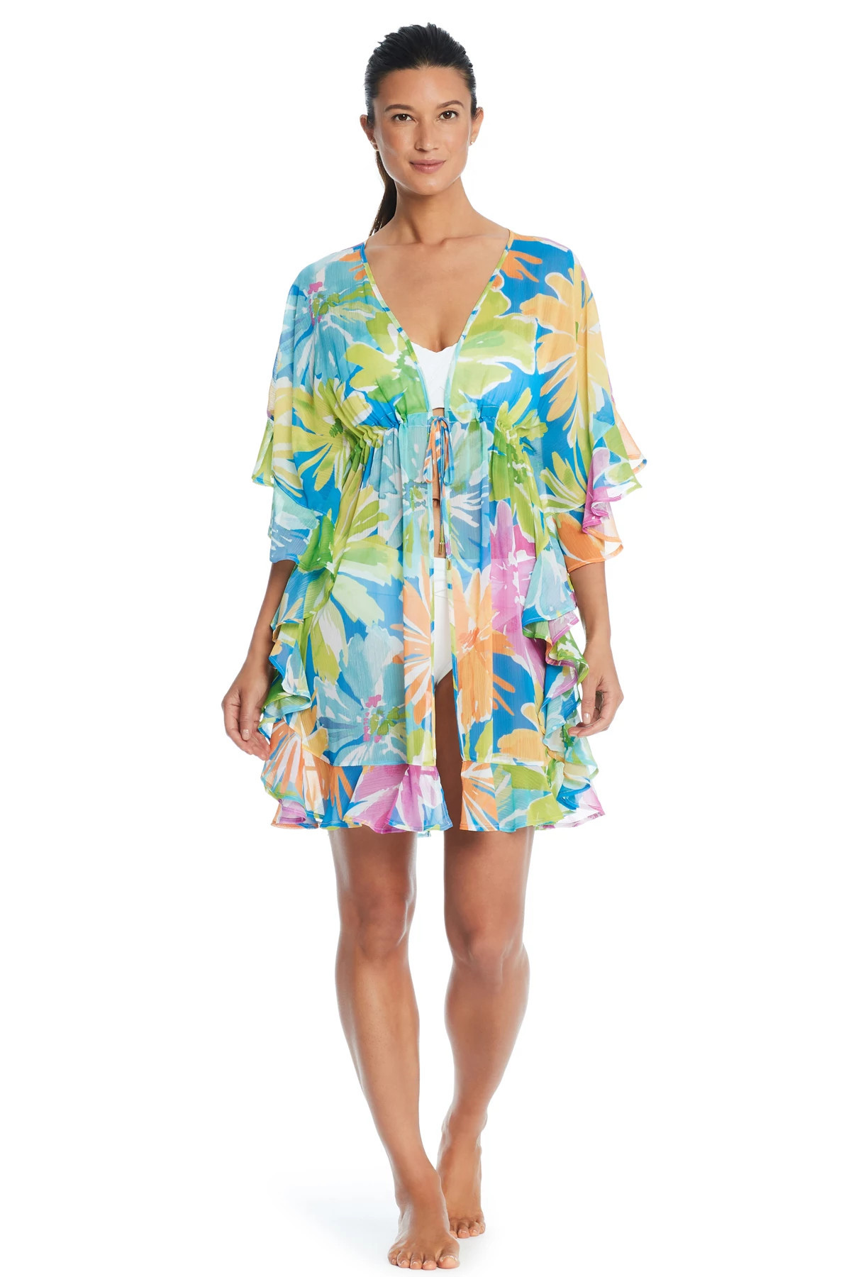 Chiffon Open Front Ruffle Tunic | Everything But Water