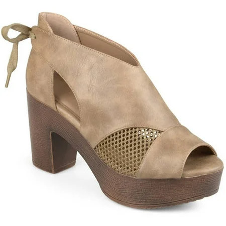 Brinley Co. Women's Faux Leather Tie Back Open Toe Platform Clogs | Walmart (US)