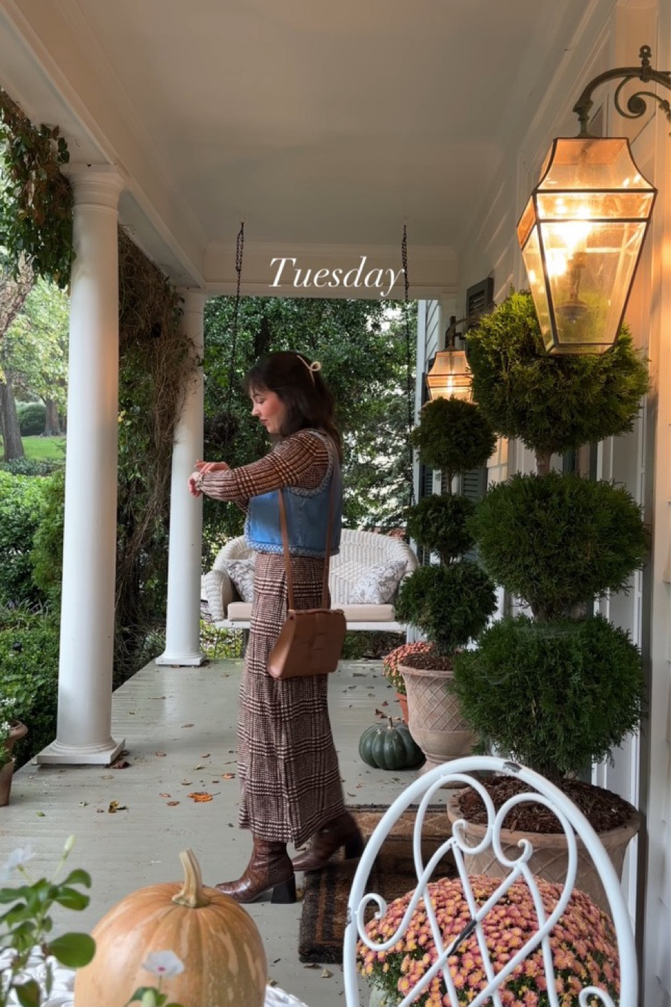 Fall ootd, autumn dress, layered denim vest, casual autumn outfit, front porch outfit 

#LTKStyleTip #LTKSeasonal #LTKFallSale