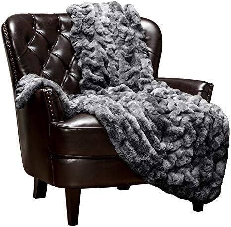 Chanasya Ruched Luxurious Soft Faux Fur Throw Blanket - Fuzzy Plush and Elegant with Reversible Mink | Amazon (US)