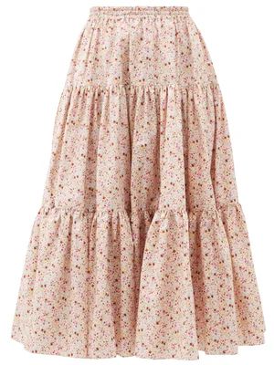 Amy tiered floral-print cotton skirt | Matches (US)