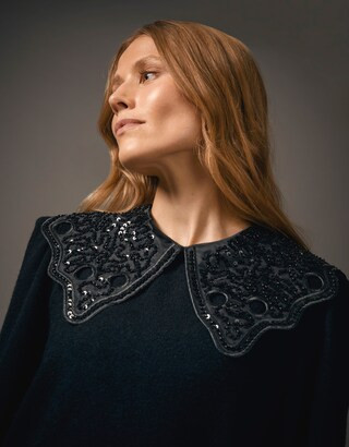 Monsoon Etta Beaded Collar Jumper | Simply Be (UK)