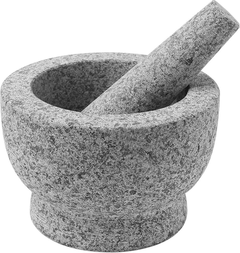ChefSofi Mortar and Pestle Set - 6 Inch - 2 Cup Capacity - Unpolished Heavy Granite for Enhanced ... | Amazon (US)