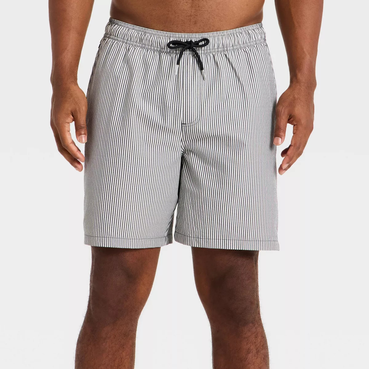 Men's 7'' Swim Trunks with Boxer Brief Liner - Goodfellow & Co™ Black Stripe M | Target
