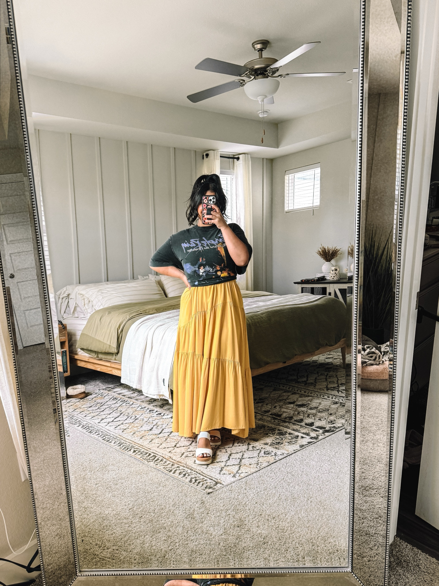 I’m 5’1”, size 10-12. DRESS: size large, true to size. // GRAPHIC TEE: men’s size large, it’s oversized! Love this tee with biker shorts as well. I have it tied in the back at the waist. // SHOES: true to size. 

#LTKMidsize #LTKStyleTip #LTKFindsUnder50