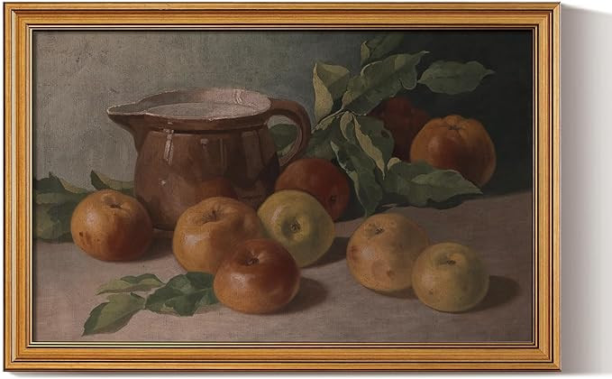 HUARCEY Gold Framed Vintage Wall Art for Living Room, Harvest Apples Still Life Oil Painting Artw... | Amazon (US)
