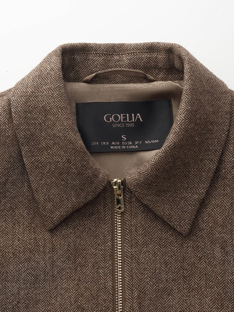 100% Washable Wool Zip Up Women Jacket | GOELIA