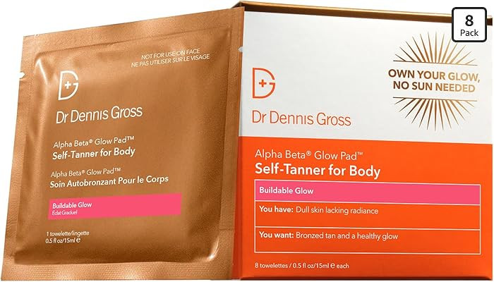 Dr. Dennis Gross Glow Pad Self-Tanner for Body – Exfoliating & Anti-Aging Towelette with AHAs &... | Amazon (US)