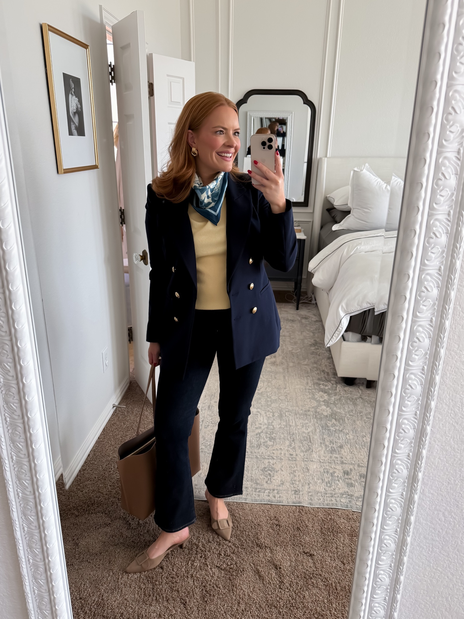 Business casual office outfit for everyday meetings or hybrid workdays.

A structured blazer over a fitted knit instantly elevates dark wash straight leg jeans. Comfortable but still polished.

Sizing:
Blazer – size 4 (slightly relaxed fit)
Knit – size S (TTS)
Jeans – size 28 (TTS, high rise)
Heels – TTS

Perfect for: business casual outfits, casual Friday, client lunch, working mom life.

#businesscasualstyle #officeoutfits #womeninbusiness #classicstyle #darkwashjeans #workwearcapsule

#LTKmomlife #LTKWorkwear #LTKdayinmylife