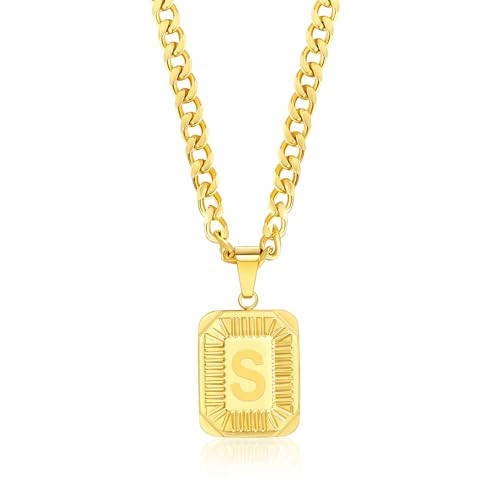 Gemsme Initial Necklace A-Z Letter Pendant for Men and Women, 18K Gold Plated Stainless Steel Box... | Amazon (US)