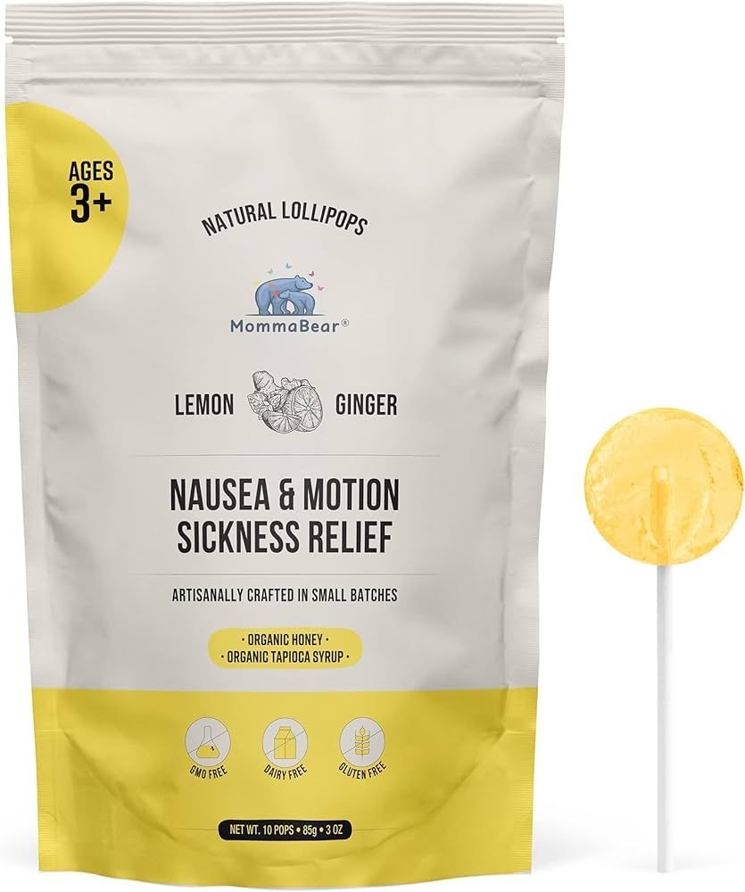 MommaBear Organic All-Natural Nausea and Motion Support Lollipops, Lemon and Ginger for Ages 3+. ... | Amazon (US)