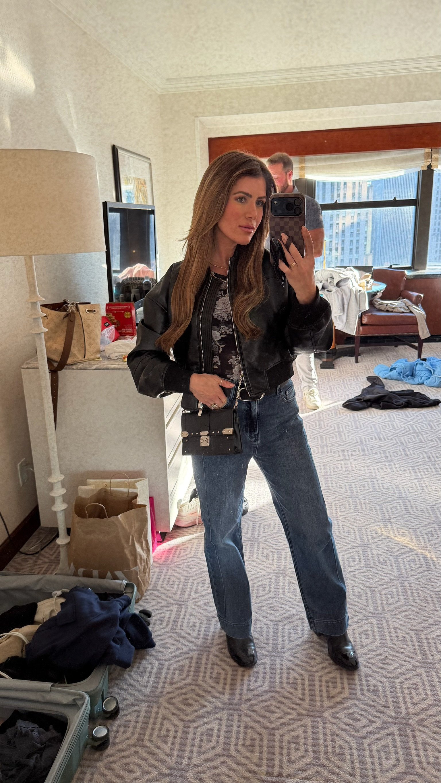 Chic and comfy! Loving this leather jacket and denim combo. Perfect for everyday wear. bomber jacket, high-waisted jeans, ankle boots, casual chic, amazon fashion, jess fay 

 #LTKPetite #LTKTravel