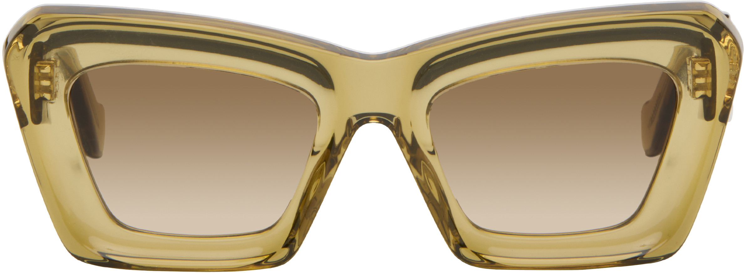 LOEWE Khaki Beveled Cat-Eye Sunglasses | SSENSE