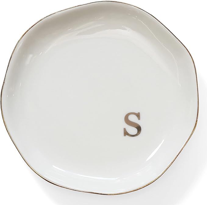 HOME SMILE Initials Ring Dish Jewery Tray with Personalized S-Monogrammed Engagement Wedding Gift... | Amazon (US)