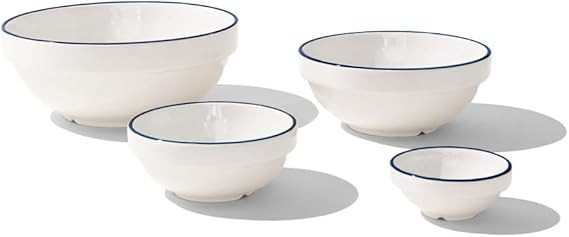 Made In Cookware - Mise en Place Bowls - 4 Sizes - Set of 4 (White w/Navy Rim) - Porcelain Englan... | Amazon (US)