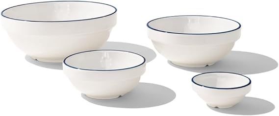 Made In Cookware - Mise en Place Bowls - 4 Sizes - Set of 4 (White w/Navy Rim) - Porcelain Englan... | Amazon (US)