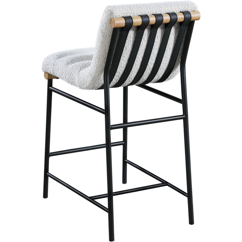 Burke Black Faux Leather Counter Stool, Set Of 2 (Set of 2) | Wayfair North America