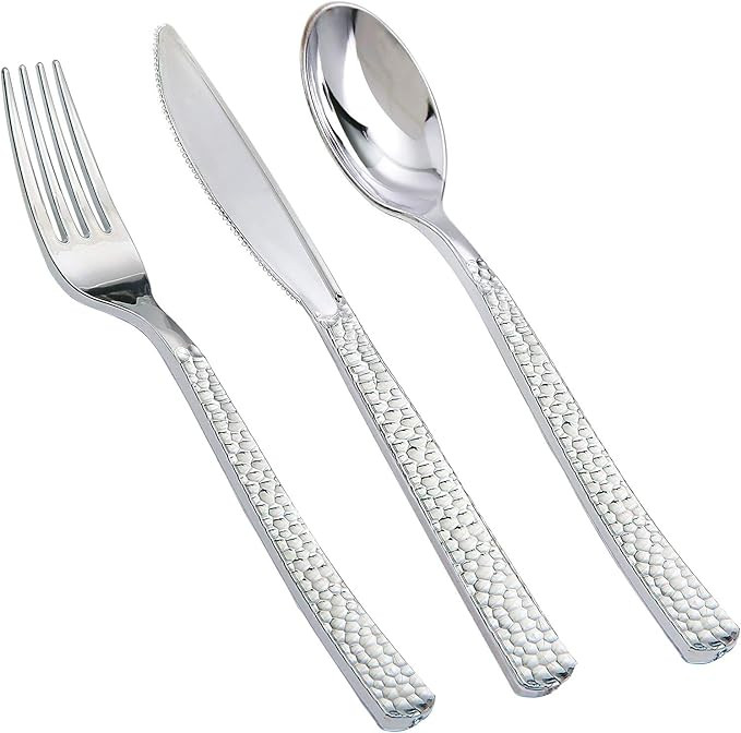 Supernal 180 pieces Silver Plastic Silverware,Disposable Plastic Silverware,Party Plastic Flatwar... | Amazon (US)