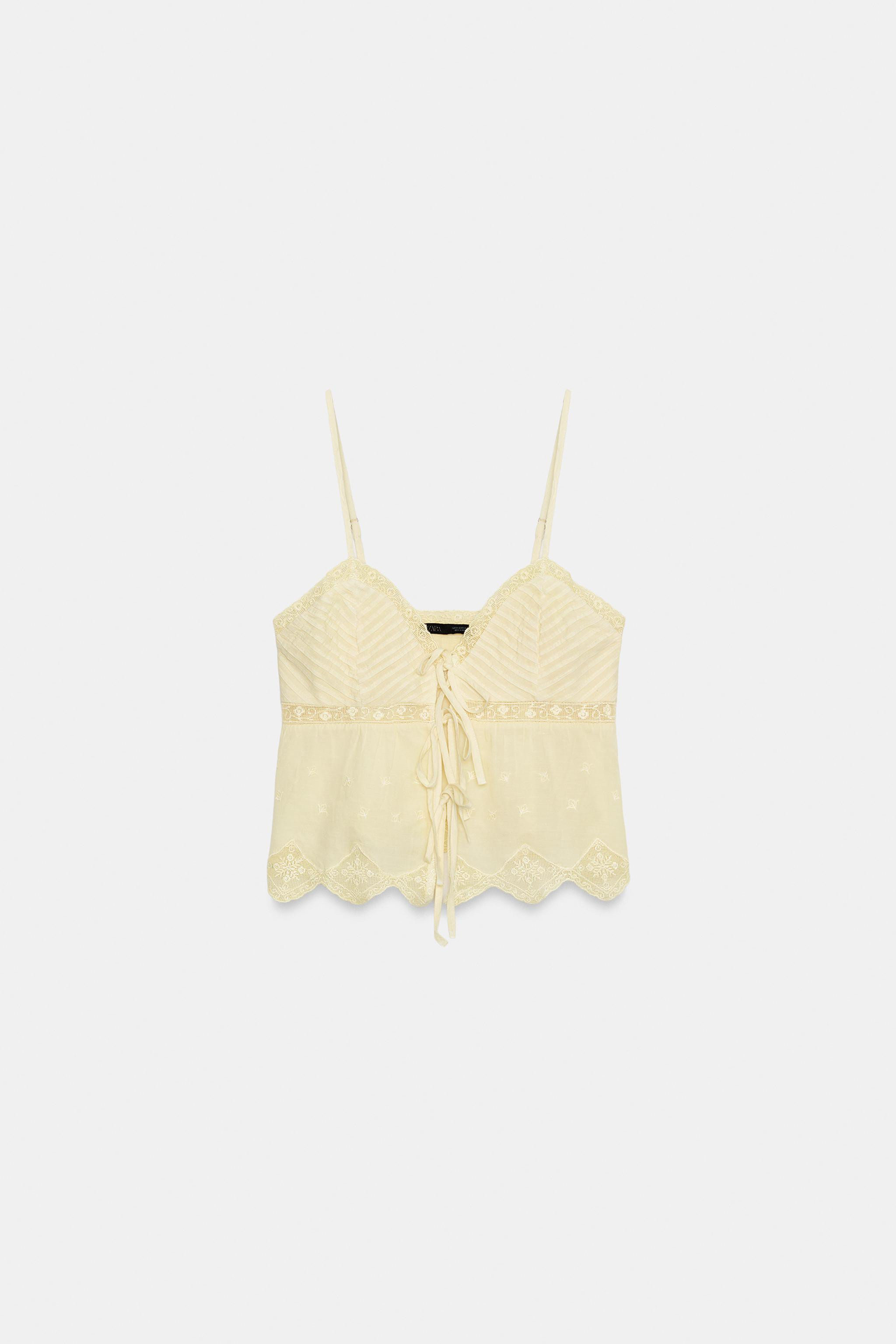 EMBROIDERED STRAPPY TOP WITH BOWS | Zara UK