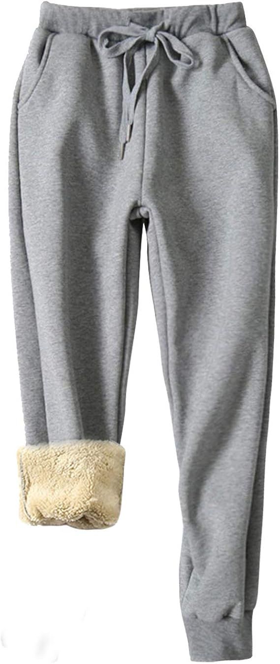 Yeokou Women's Warm Sherpa Lined Athletic Sweatpants Jogger Fleece Pants | Amazon (US)