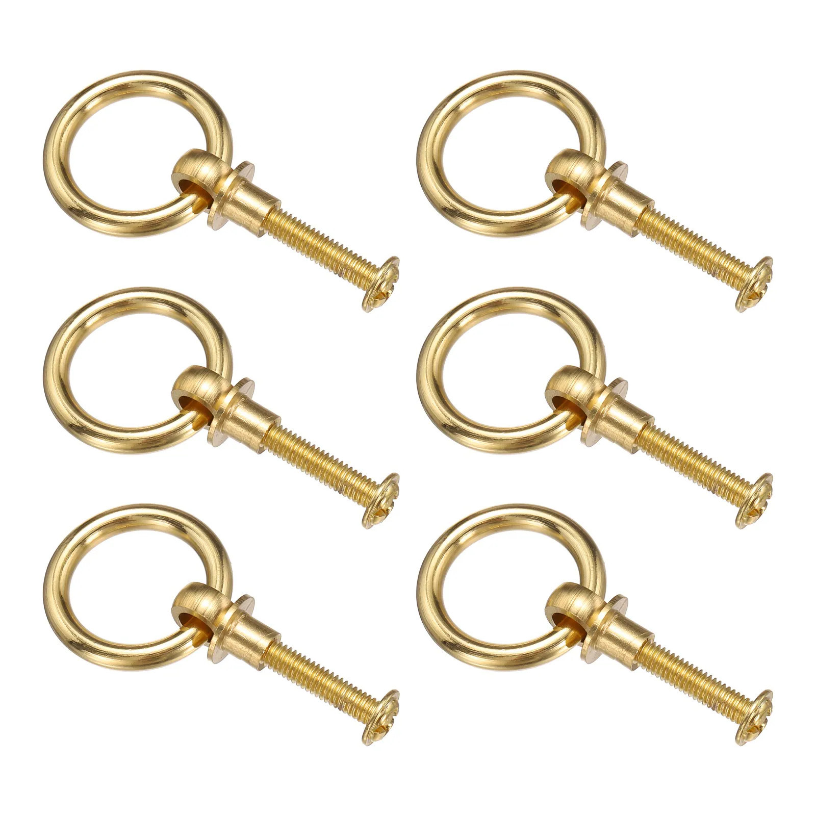 Unique Bargains 6pcs 0.98 Inch Brass Drawer Pulls and Knobs Cupboard Cabinet Drawer Rings Pulls Knob with Screws for Dresser Cabinet Closet Cupboard | Lowe's