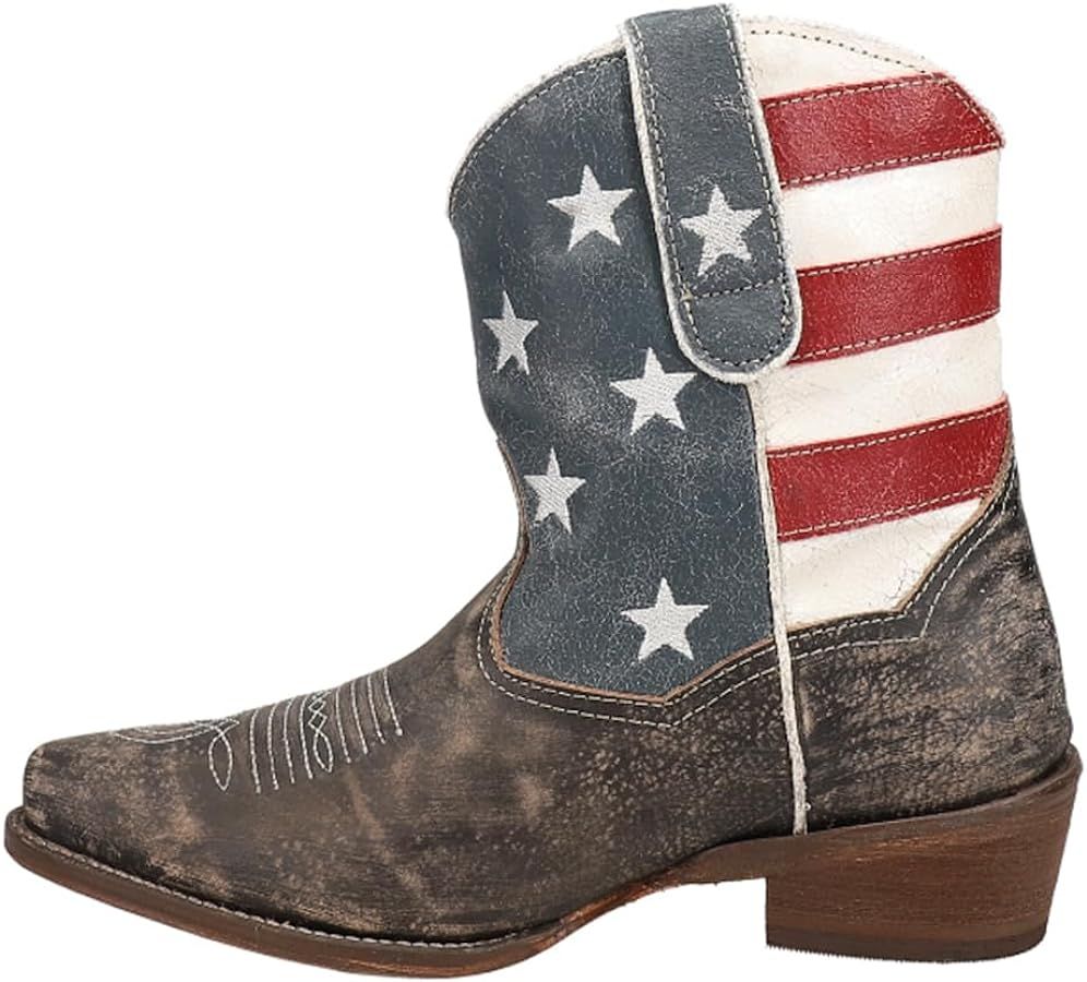 ROPER Womens American Beauty Distressed Round Toe Western Cowboy Boots Ankle Low Heel 1-2" - Brow... | Amazon (US)