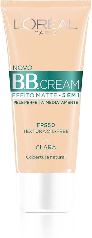 Base BB Cream L'Oréal Paris Efeito Matte Cor Clara FPS 50, 30ml | Amazon (BR)