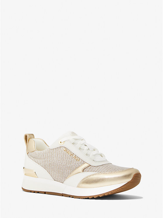 Allie Stride Leather and Glitter Chain-Mesh Trainer | Michael Kors US