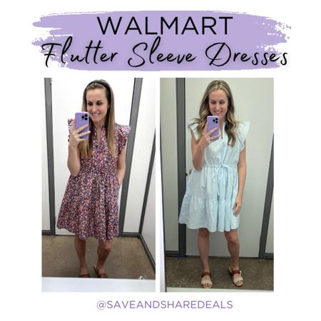 #walmartpartner Loving these new flutter sleeve dresses from Walmart! So cute and flattering with the middle front tie! @Walmartfashion #walmartfashion