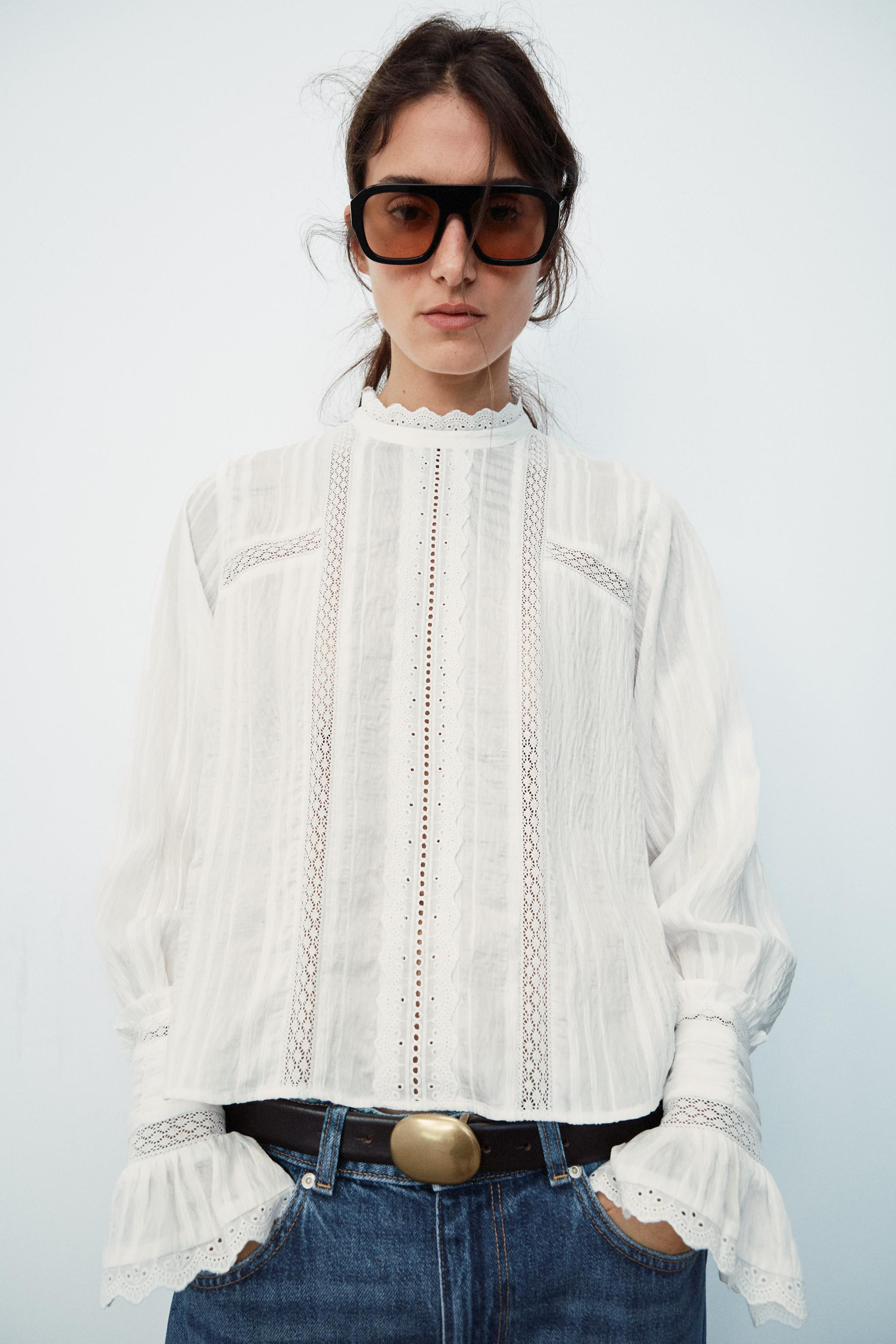 ROMANTIC EMBROIDERED BLOUSE | Zara US