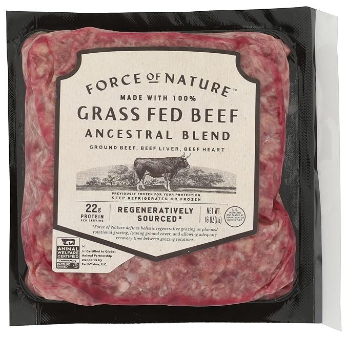 Force Of Nature Meats 100% Grass Fed, Regenerative Beef Ancestral Blend, 16 oz | Amazon (US)