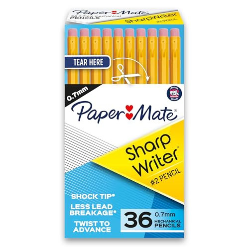 Paper Mate SharpWriter Mechanical Pencils | 0.7 mm #2 Pencil | Pencils for School Supplies, Yellow, 36 Count | Amazon (US)