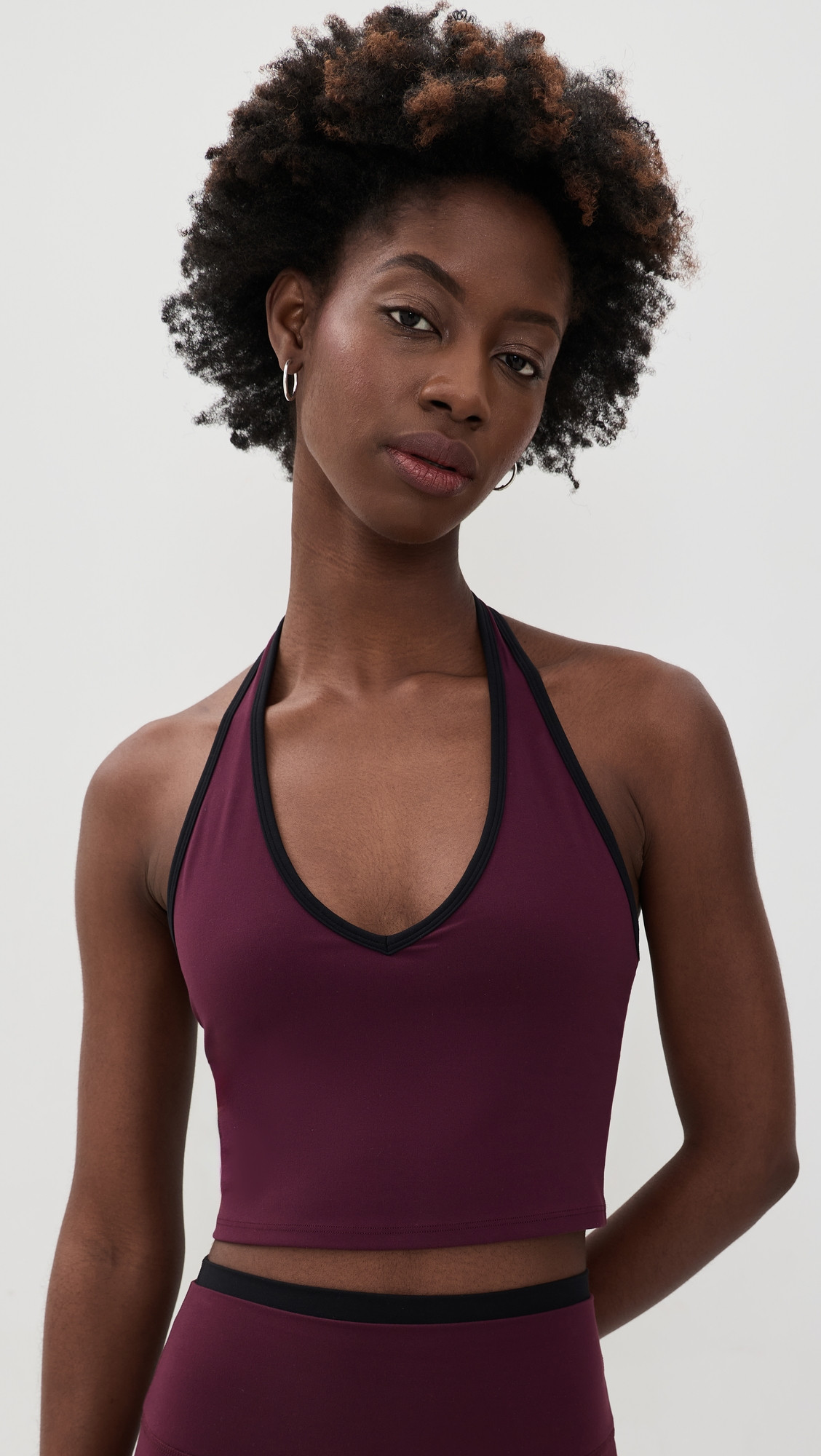 Splits59 Rory Airweight Halter Bralette Dark Cherry/Black M | Shopbop