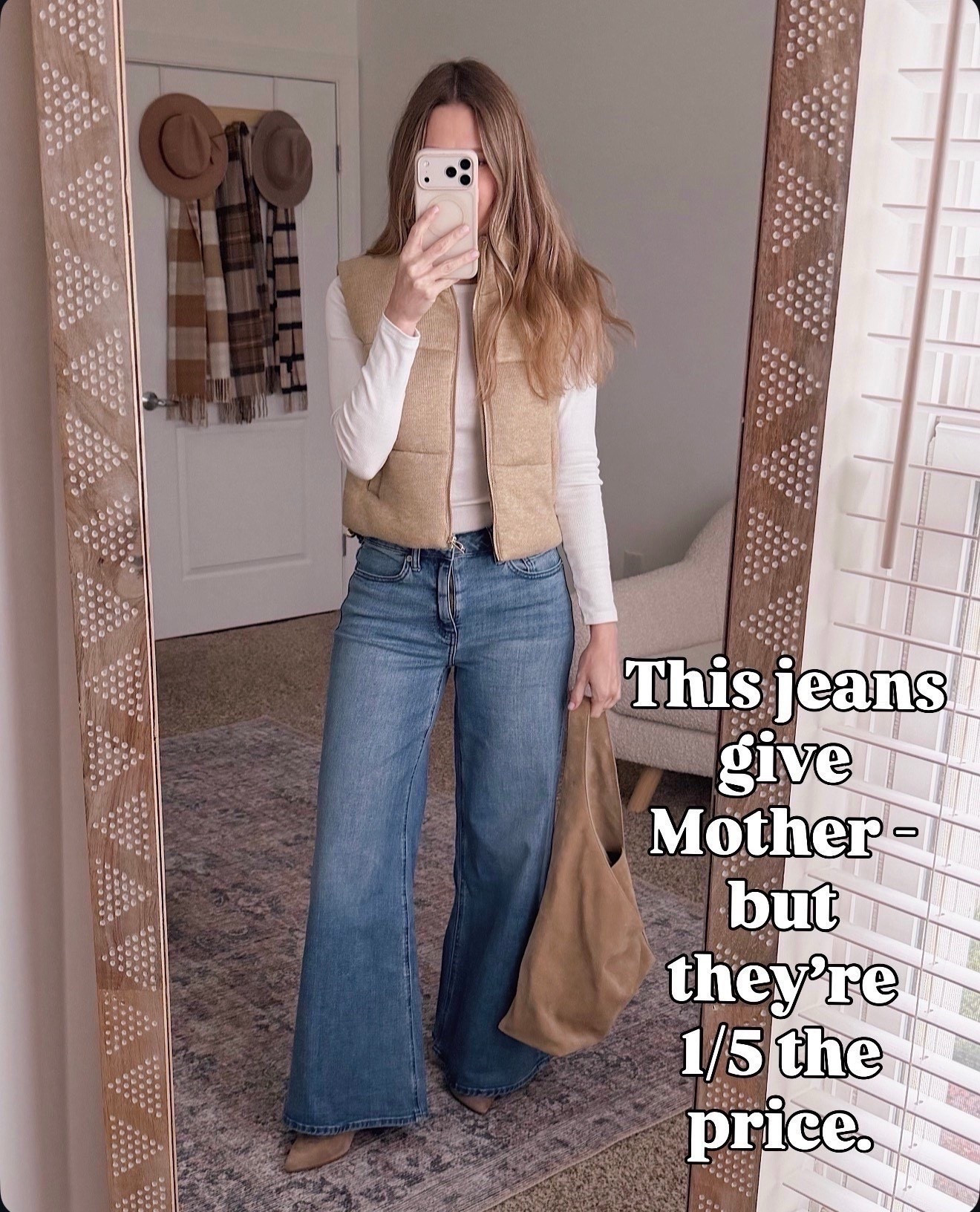 These jeans have the same silhouette and drape as my designer pair. The stretch and rise are spot on and the price makes them a no-brainer.

wide leg jeans, budget friendly denim, designer look for less, casual fall outfit over 40, neutral layers, effortless everyday style

#LTKgrwm #LTKOver40 #LTKHoliday