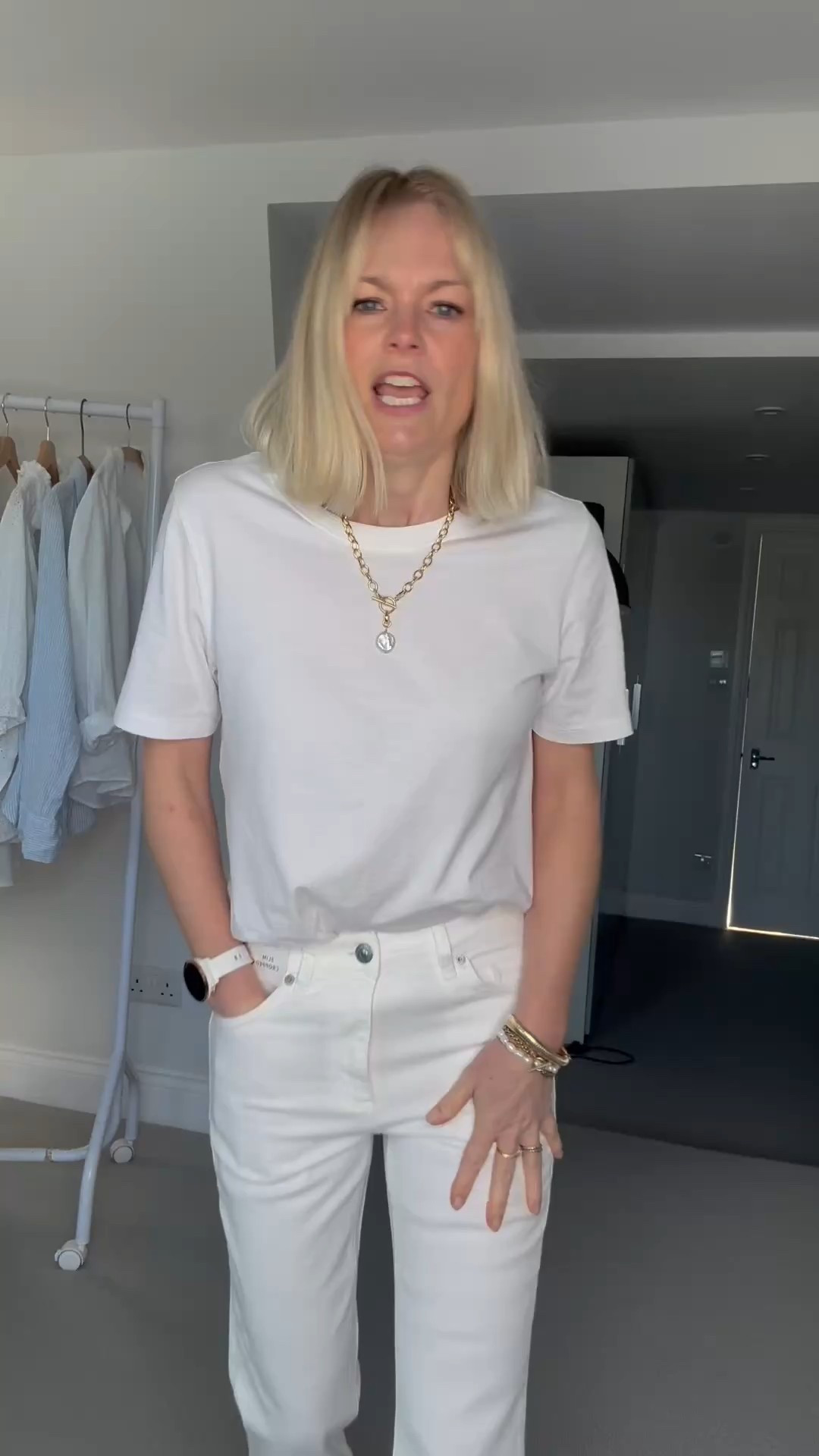 One that didn’t make the reel but thought I’d share - the slim crop. It’s a good option if you find M&S  short leg length too long but is pretty neat so I’d size up! Also not great in the white as it’s very see through but the other washes would be better. 
Wearing 6 short 

#LTKsummer #LTKspring #LTKpetite
