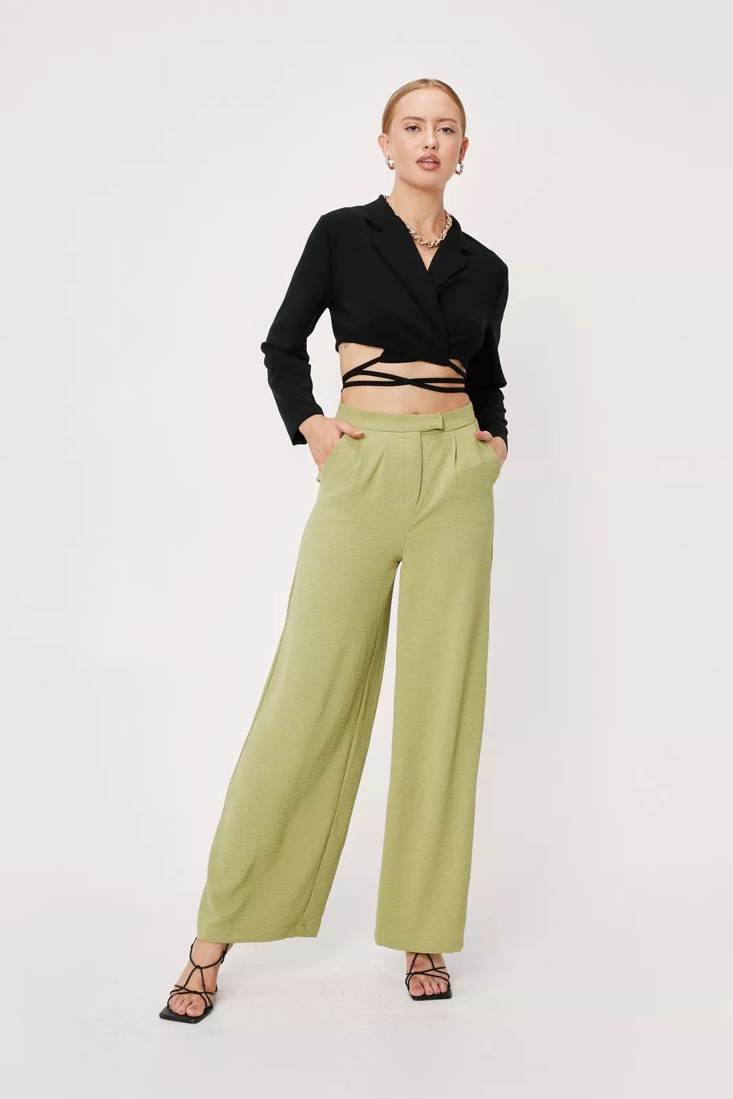 Textured Tailored Wide Leg Pants | Nasty Gal (US)