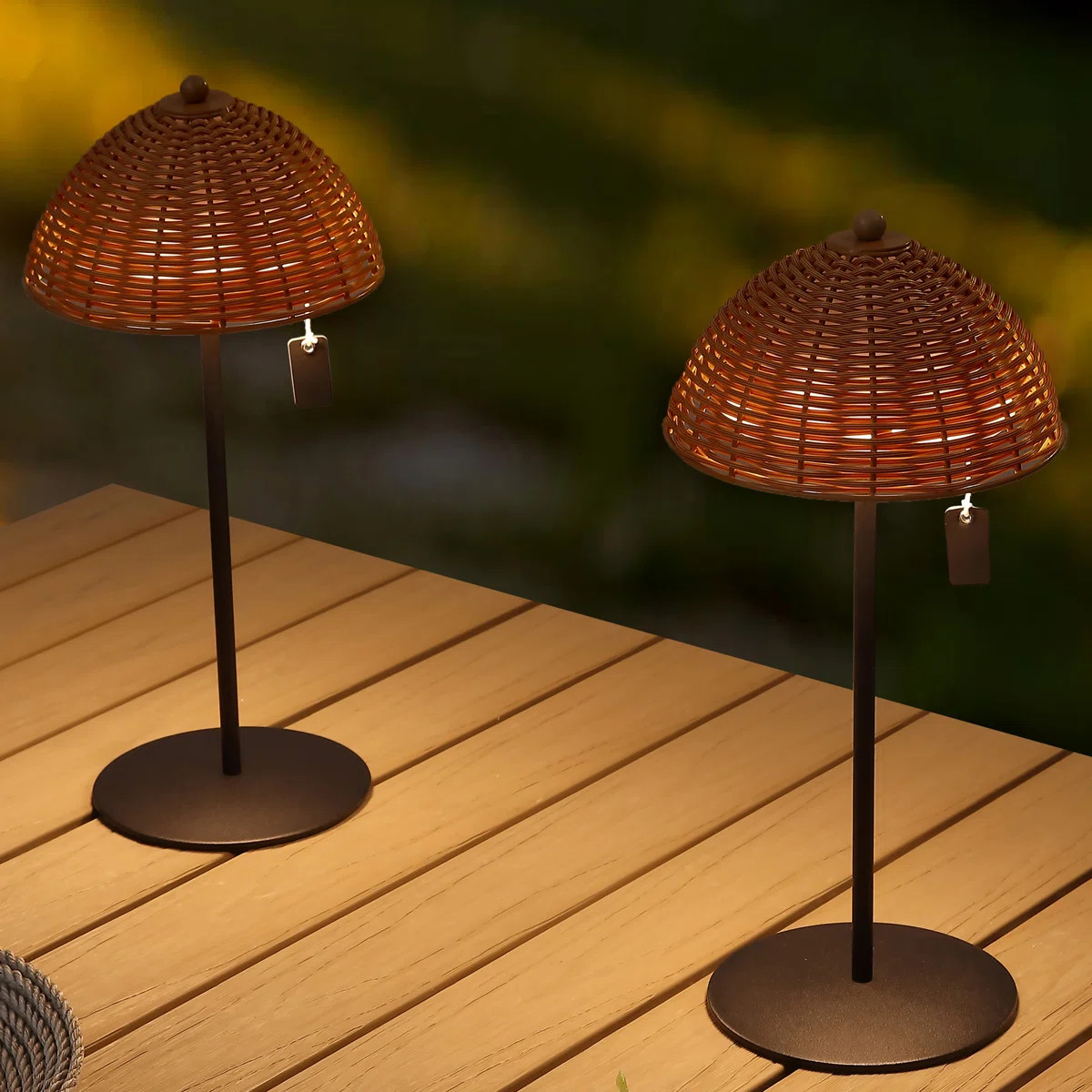 Tilly 12.75" Modern Coastal Indoor/Outdoor Wicker Shade Rechargeable/Cordless Dimmable Integrated... | Wayfair North America