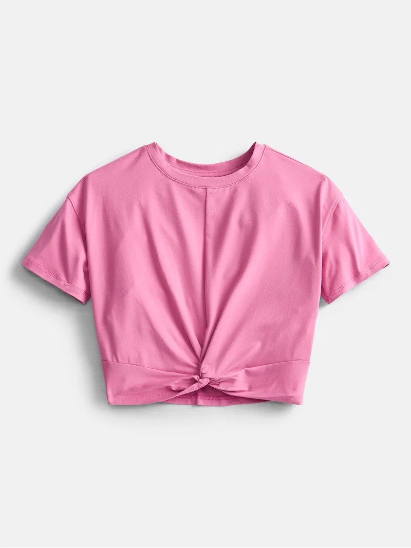 Athletic Works Girls Twist Front Active Tee with Short Sleeves, Sizes 4-18 & Plus | Walmart (US)