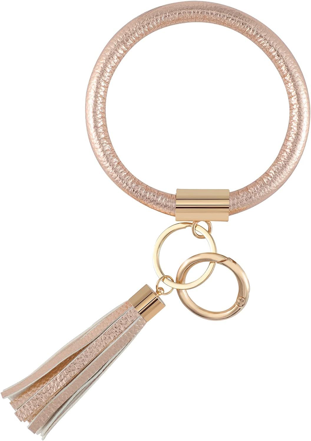 Weixiltc Key Ring Bracelet Wristlet Keychain Bangle Keyring - Portable Leather Tassel Bracelet Ke... | Amazon (US)