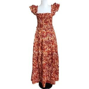 House Of Harlow Zoey Orange Floral Print Smocked Maxi Dress Size Small new | Poshmark