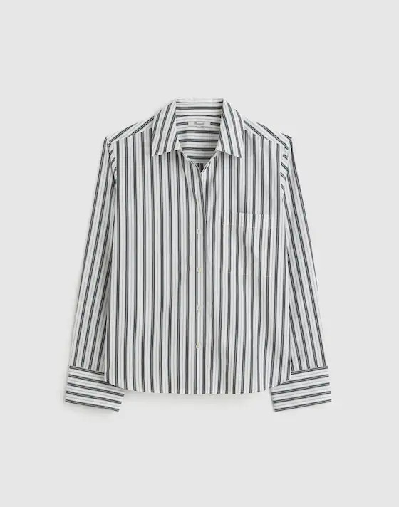 Poplin Easy Y-Neck Button-Up Shirt | Madewell | Madewell