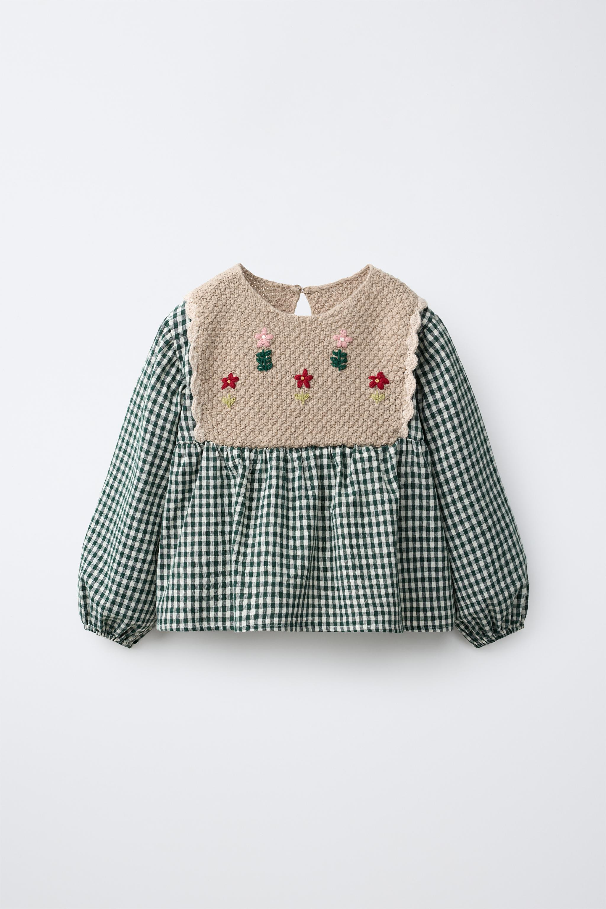 CHECKED SHIRT WITH EMBROIDERED DETAIL | Zara US