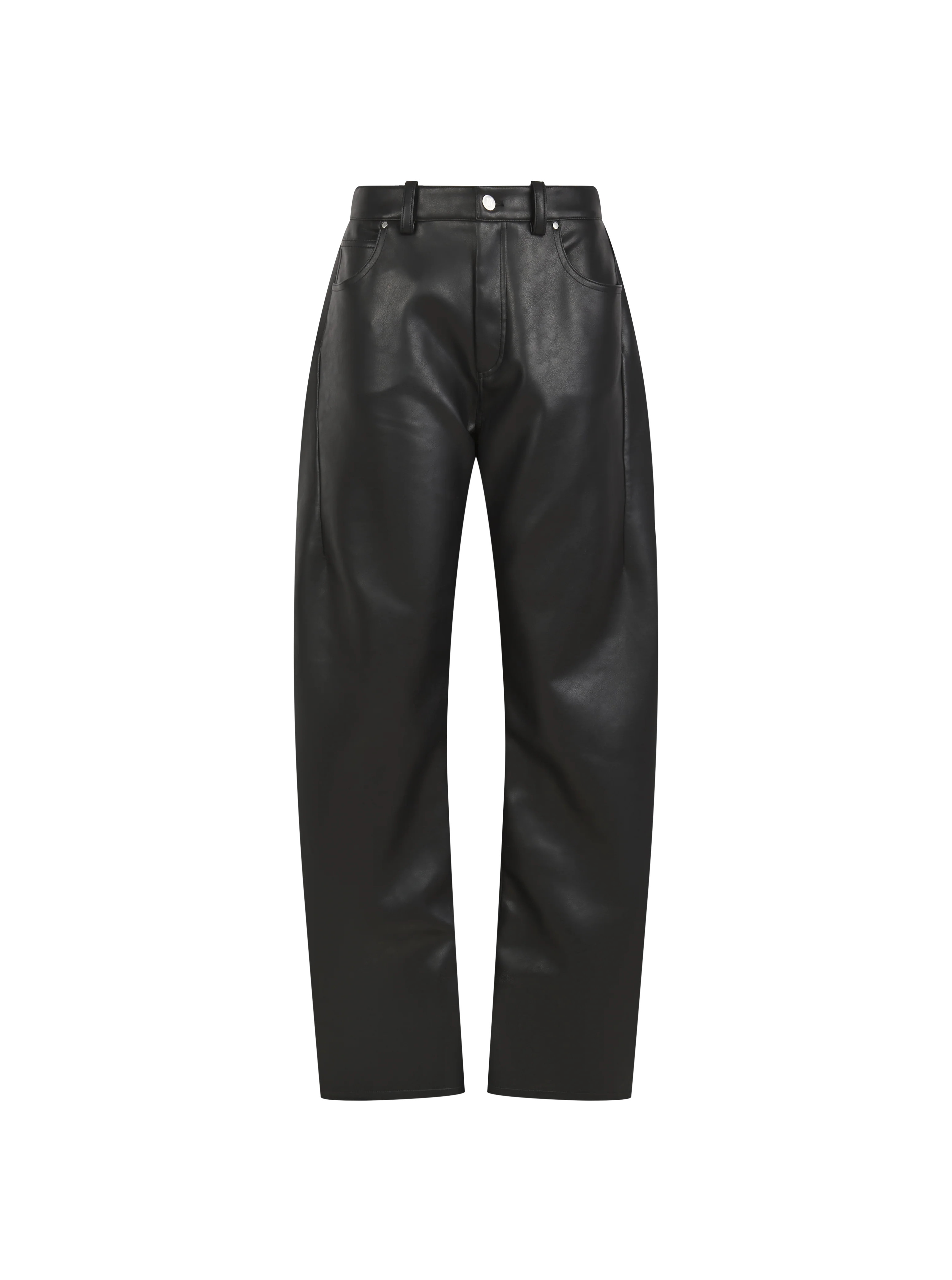 Barrel Leather-Effect Trousers - Black | Maebe