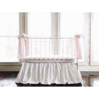 Baby Girl Bedding Set, White Crib Skirt & Pink Bows, Nursery | Etsy (US)